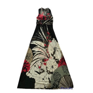 QED LONDON Floral Boho Maxi sleeveless dress empire waist Built in bra. Small